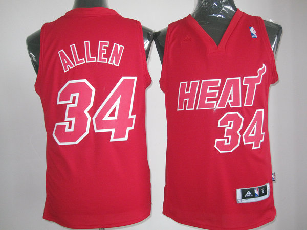  NBA Miami Heat 34 Ray Allen Big Color Fashion Swingman Christmas Day Red Jersey